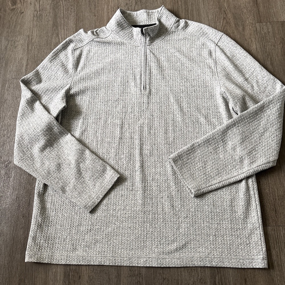 APT. 9 Mens XXL Gray Stretch Knit 1/4 Zip Mock Neck Pullover Sweater RN73217
